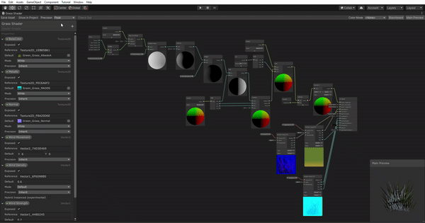 Screen recording of Shader Graph for my grass sway shader